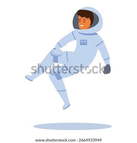 Astronaut wearing spacesuit floating in space with a smile on his face