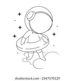 Astronaut is wearing a swim balloon for coloring