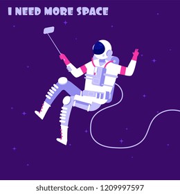Astronaut in weightless. Spaceman in outer space. I need more space astronautics vector concept
