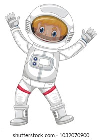 Astronaut in white spacesuit on white background illustration