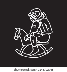 an astronaut who plays a wooden horse
