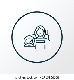 Astronaut woman icon line symbol. Premium quality isolated cosmonaut element in trendy style.
