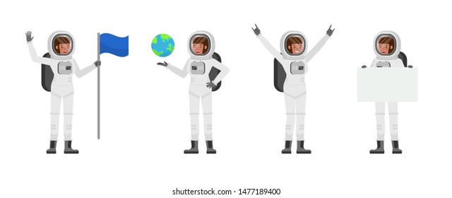 Astronaut woman vector character design