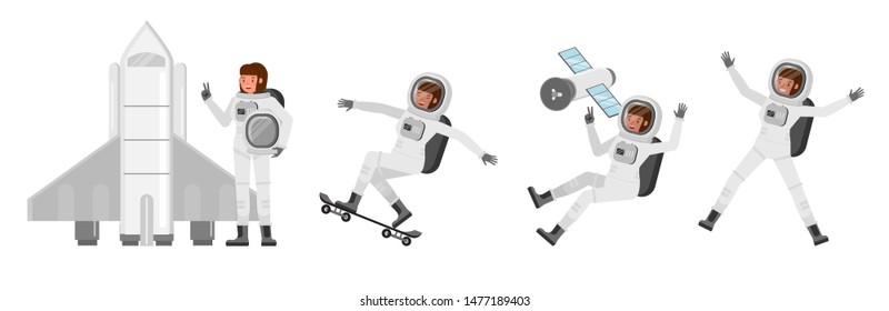 Astronaut woman vector character design