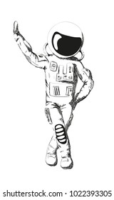 The astronaut is worth it. Isolated. Without background. Vector drawing.