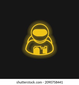 Astronaut yellow glowing neon icon