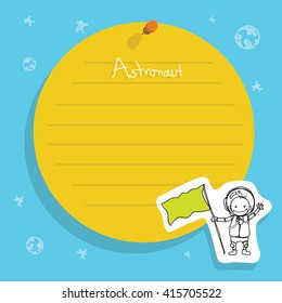astronaut  with yellow paper background