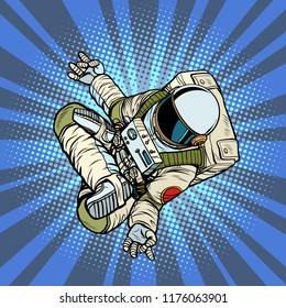 astronaut the yoga Lotus position. Top view. Pop art retro vector illustration kitsch vintage