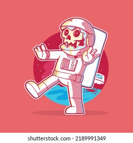 Astronaut Zombie on Space vector illustration. Funny, scary, spooky design concept.