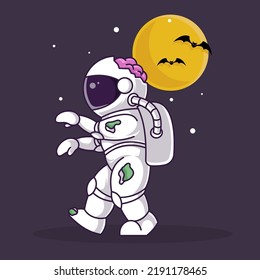 astronaut zombie walking on halloween night, vector file