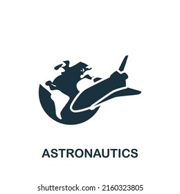 Astronautics icon. Monochrome simple Science icon for templates, web design and infographics