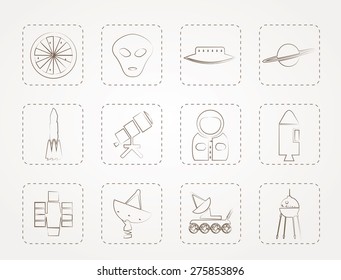 Astronautics and Space Icons - Vector Icon Set