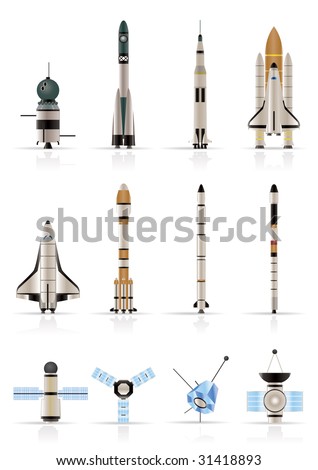 Astronautics and  Space Icons - Vector Icon Set