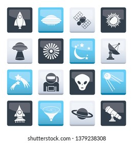 Astronautics, space and universe icons over color background - vector icon set