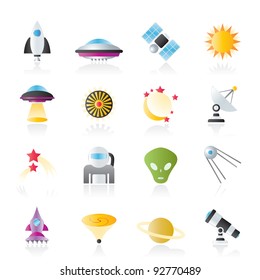 astronautics, space and universe icons - vector icon set