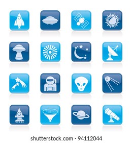 astronautics, space and universe icons - vector icon set