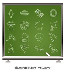 astronautics, space and universe icons - vector icon set