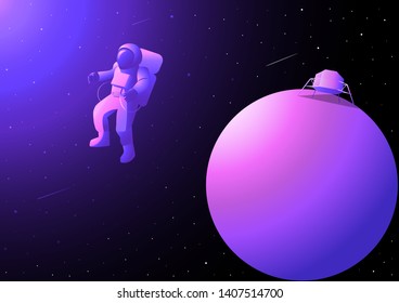 astronaut,light space, colourful planet science fiction background