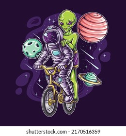 Astronauts and Aliens Cycling in Space