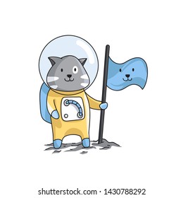 Astronauts Cat wth Flag Character