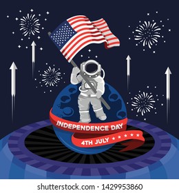 Astronauts celebrate independence day vector