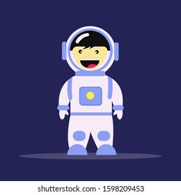 Astronauts characters set in flat cartoon style. vector ilustration