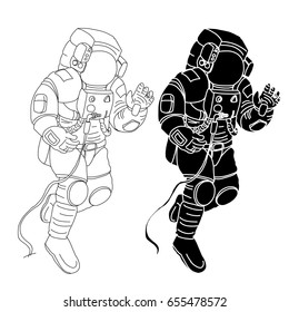 Astronauts characters set Hand drawn style. human spaceman.