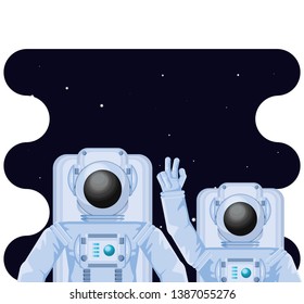 astronauts characters in space scene