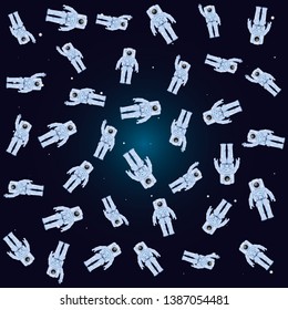 astronauts characters in space scene pattern