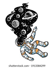 Astronauts die in the universe illustration