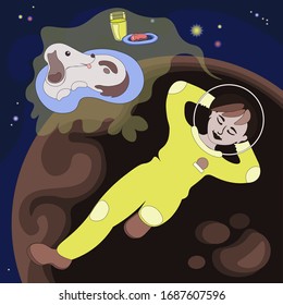The astronaut's dream on an unknown planet
