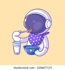 Los astronautas están desayunando más un vaso de leche