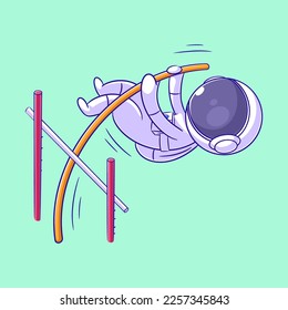 Astronauts are excited to playing pole vault