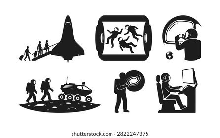Astronauts exploring space mission activities