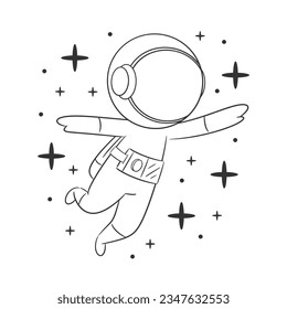 Astronauts feel happy floating in space for coloring