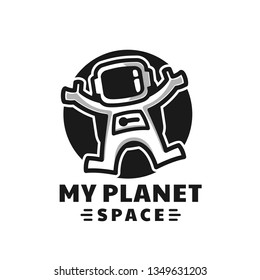 Astronauts floated in space logo design