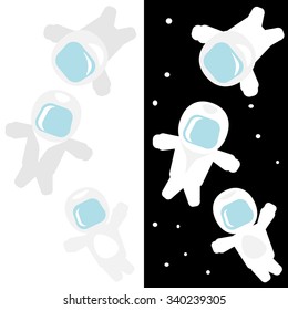 Astronauts Floating in Space vector illustration in flat style