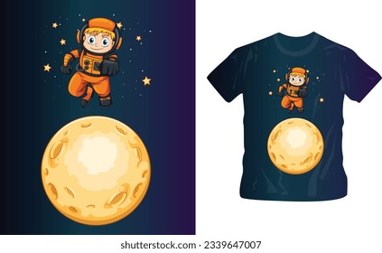 astronauts flying vector shirt design editable template