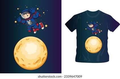 astronauts flying vector shirt design editable template