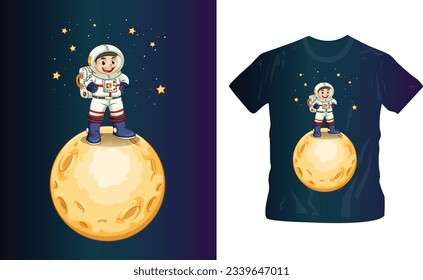 astronauts flying vector shirt design editable template