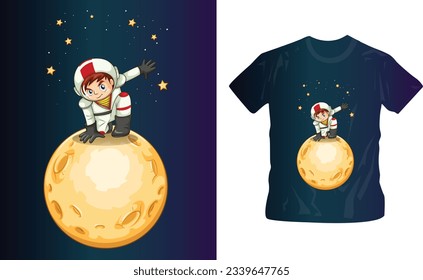 astronauts flying vector shirt design editable template