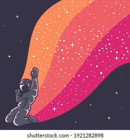 Astronauts having fun beautiful design illustration with Warm colors