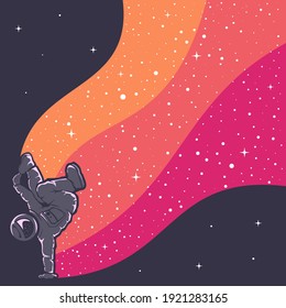 Astronauts having fun beautiful design illustration with Warm colors