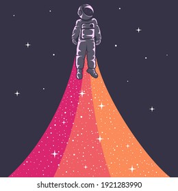 Astronauts having fun beautiful design illustration with Warm colors
