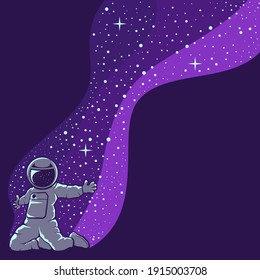 Astronauts having fun illustration logo design