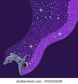 Astronauts having fun illustration logo design