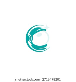 Casco de astronauta en el espacio Logotipo simple, logotipo de la galaxia