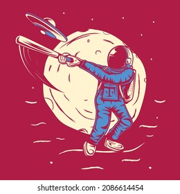astronauts hit ufo art cartoon