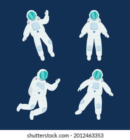 astronauts icon set on blue background