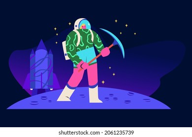 Astronauts To The Moon Illustration